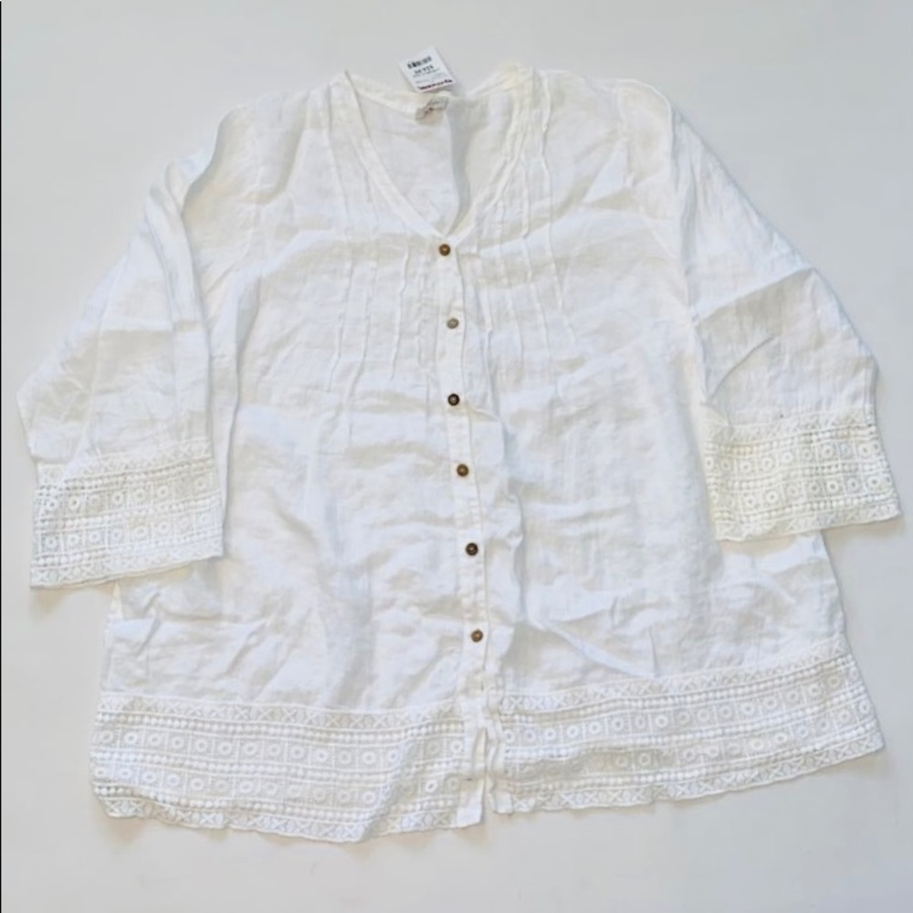 Plus size Off White Linen Top